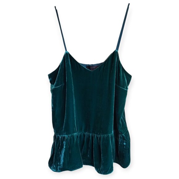JCrew sleeveless evergreen velvet peplum tank top size 2 NWT Holiday Party Decor - Picture 3 of 11